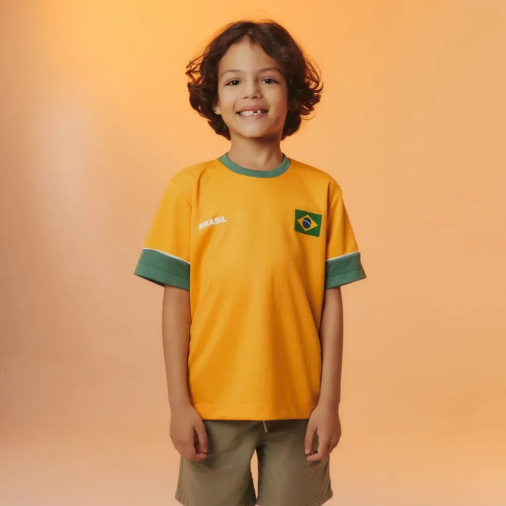 Camiseta Brasil Saga Infantil Amarela