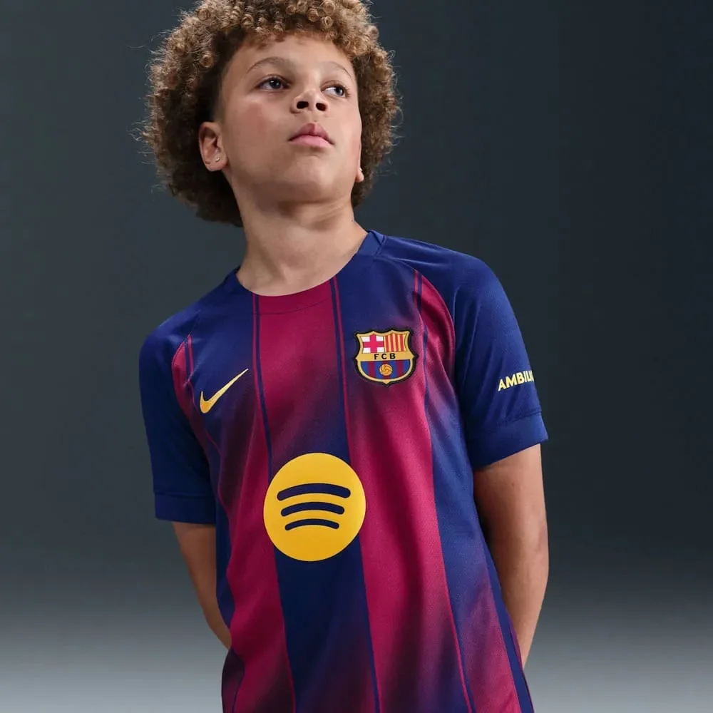 Camisa Barcelona I Nike 25/26 Infantil Azul/Vermelho