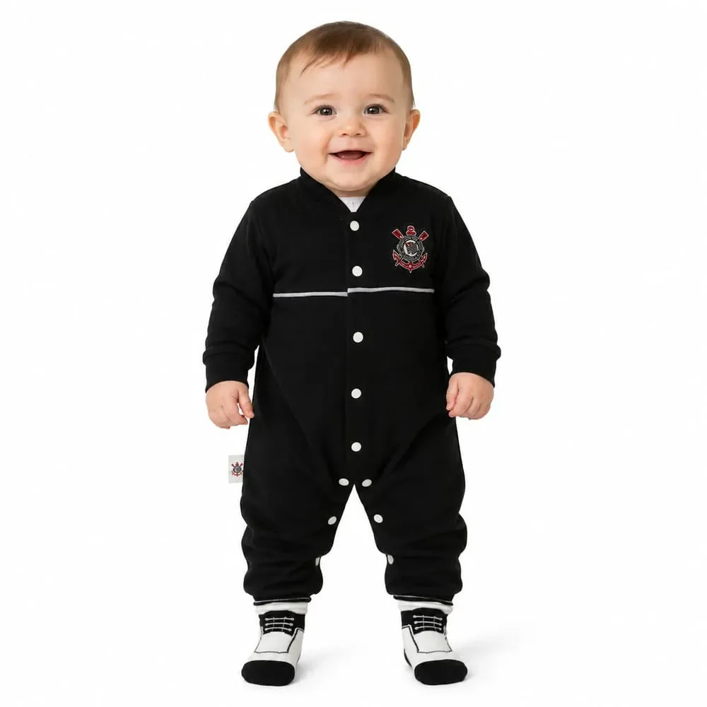 Macacão Corinthians Revedor Chuteira Preto