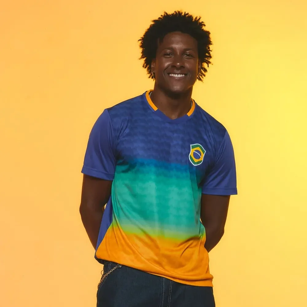 Camiseta Brasil Samba Amarela/Azul