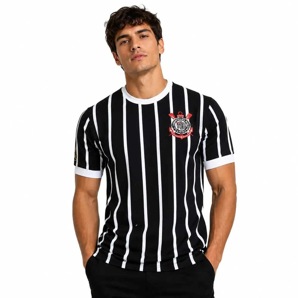 Camiseta Corinthians Coimbra Retrô Democracia 8 Listrada