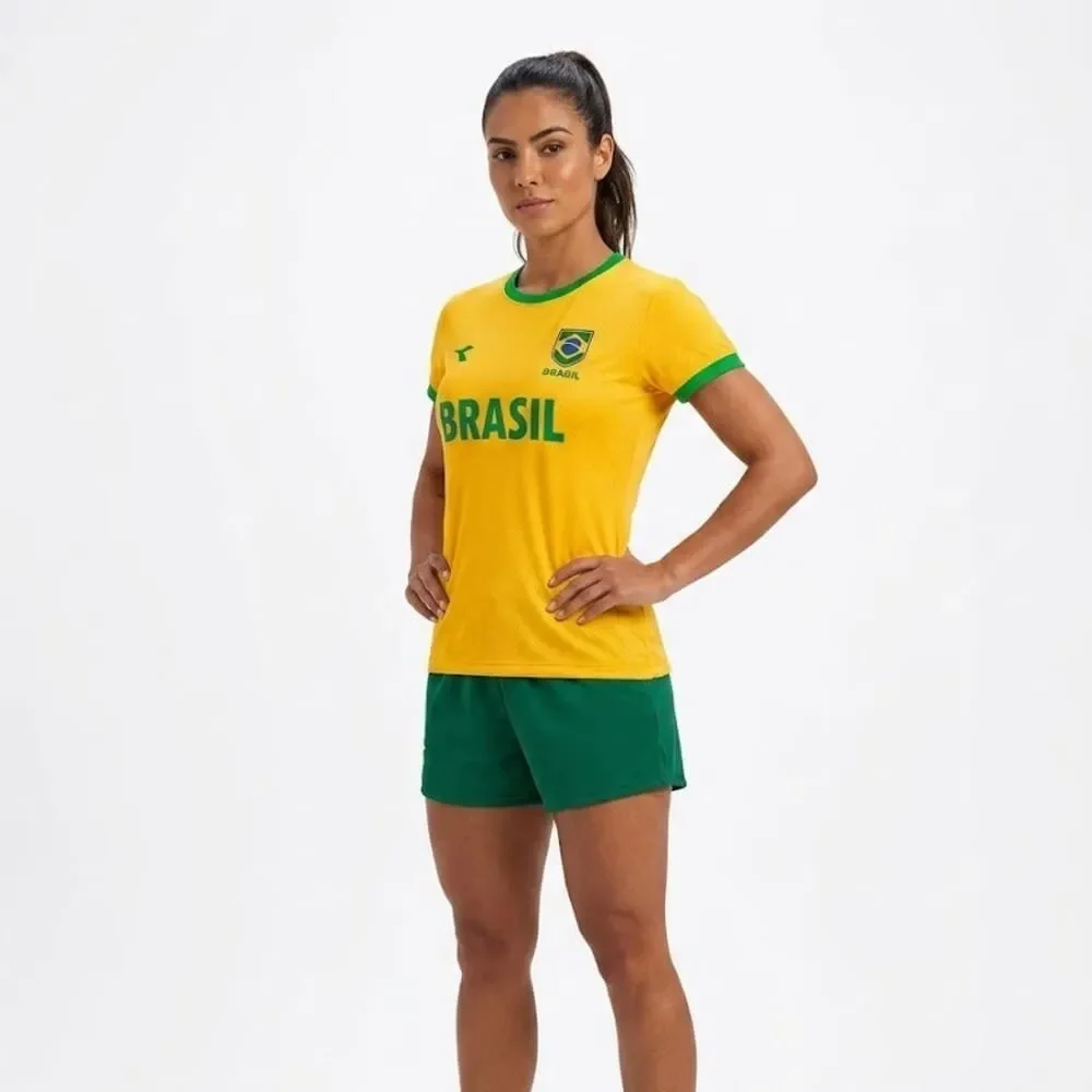 Camiseta Brasil Diadora Campione Feminina Amarelo