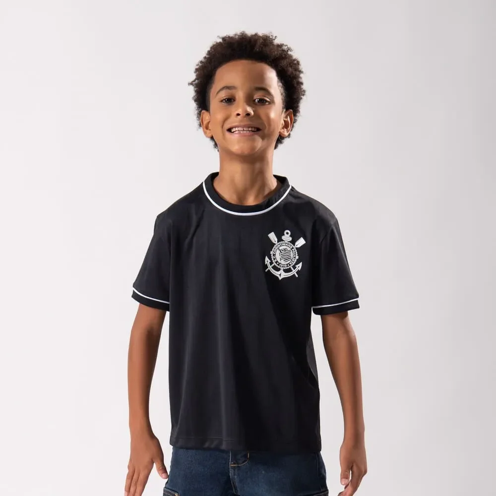 Camiseta Corinthians Arte Infantil Preto