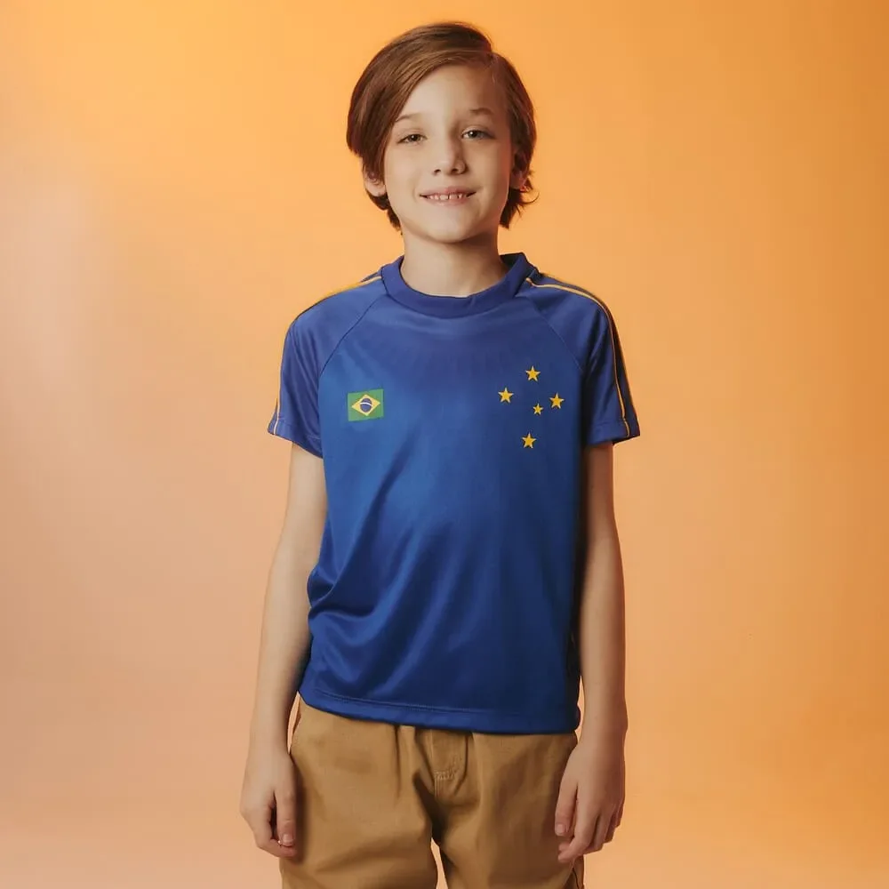 Camiseta Cruzeiro Reluz Infantil Azul