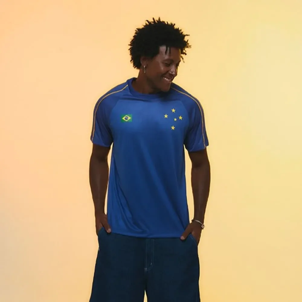 Camiseta Cruzeiro Reluz Azul/Amarelo