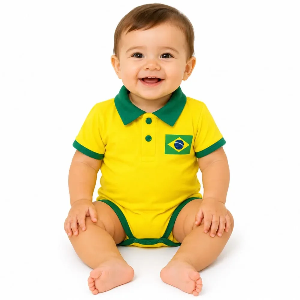Body Polo Brasil Revedor Amarelo/Verde