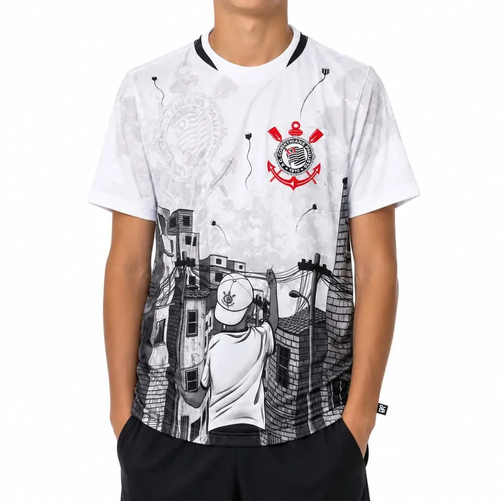 Camiseta Corinthians Surf Center Rua Infantil Branco