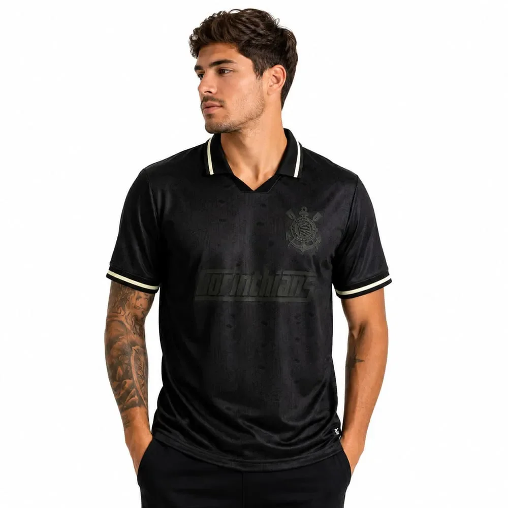 Camiseta Corinthians Surf Center Esportiva 1977 Preto/Bege