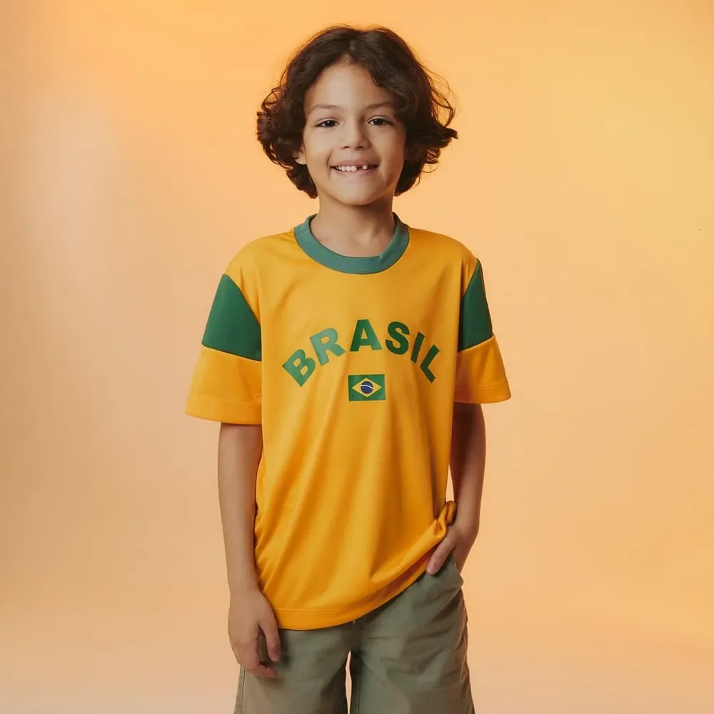 Camiseta Brasil Dengo Infantil Amarela
