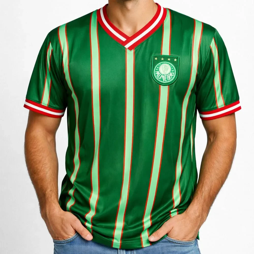 Camiseta Palmeiras Betel Retrô 2001 Verde/Vermelho
