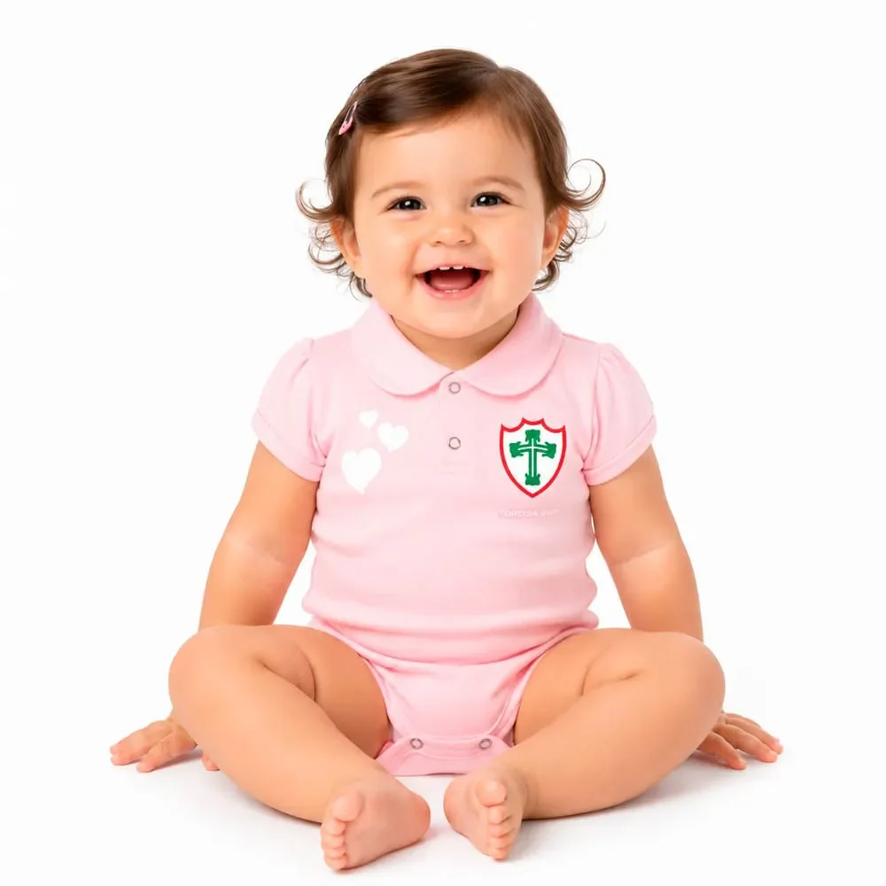 Body Portuguesa Torcida Baby Polo Rosa