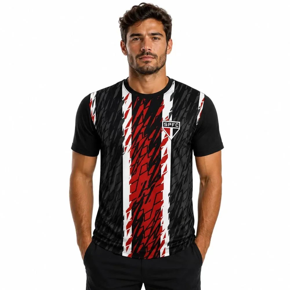 Camiseta São Paulo Hyperbole Force Preto/Vermelho