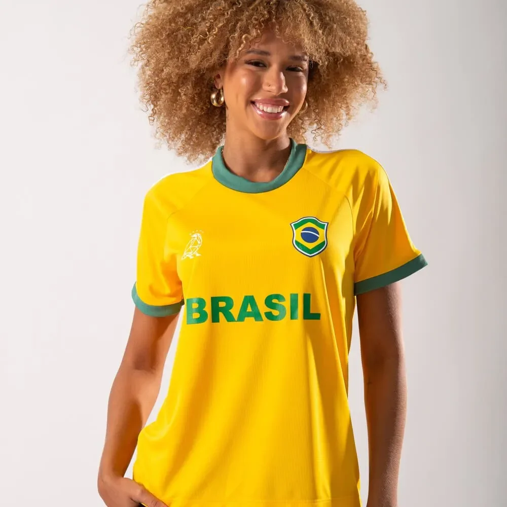 Camiseta Brasil Cheiro Feminina Amarela